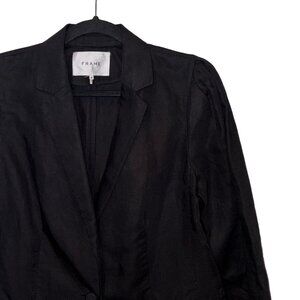 Frame Black One Button Linen Blend Blazer - Size 10